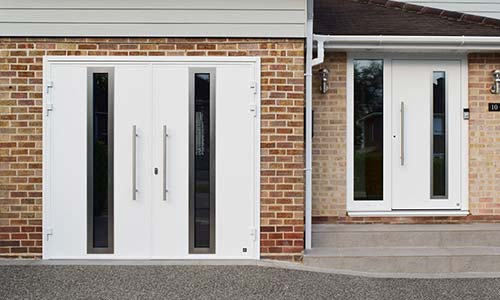 Ryterna side hinged garage doors with matching entrance doors